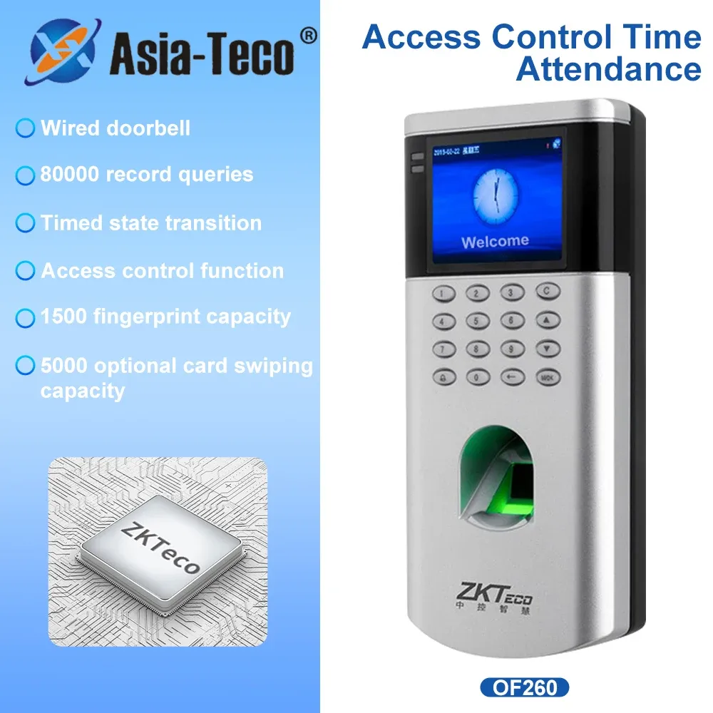 Управление ZKTECO Electric Finger Print Control Machine для системы посещаемости для смарт -карт TCP IP Digicode Time Recorder of260