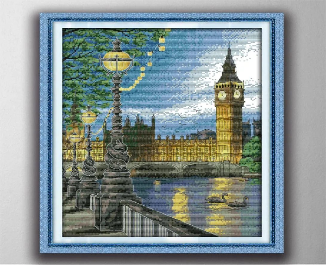 London Bell Tower Handmade Cross Stitch Craft Tools Borduurwerksterksets geteld afdrukken op canvas DMC 14CT 11CT1324963