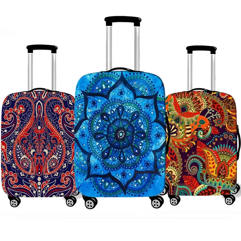 Accessoires Fashion Boheemse stijl Druk lederen kofferafdekking voor reiselastisch stofdichte bagagebekleding Beschermende hoes