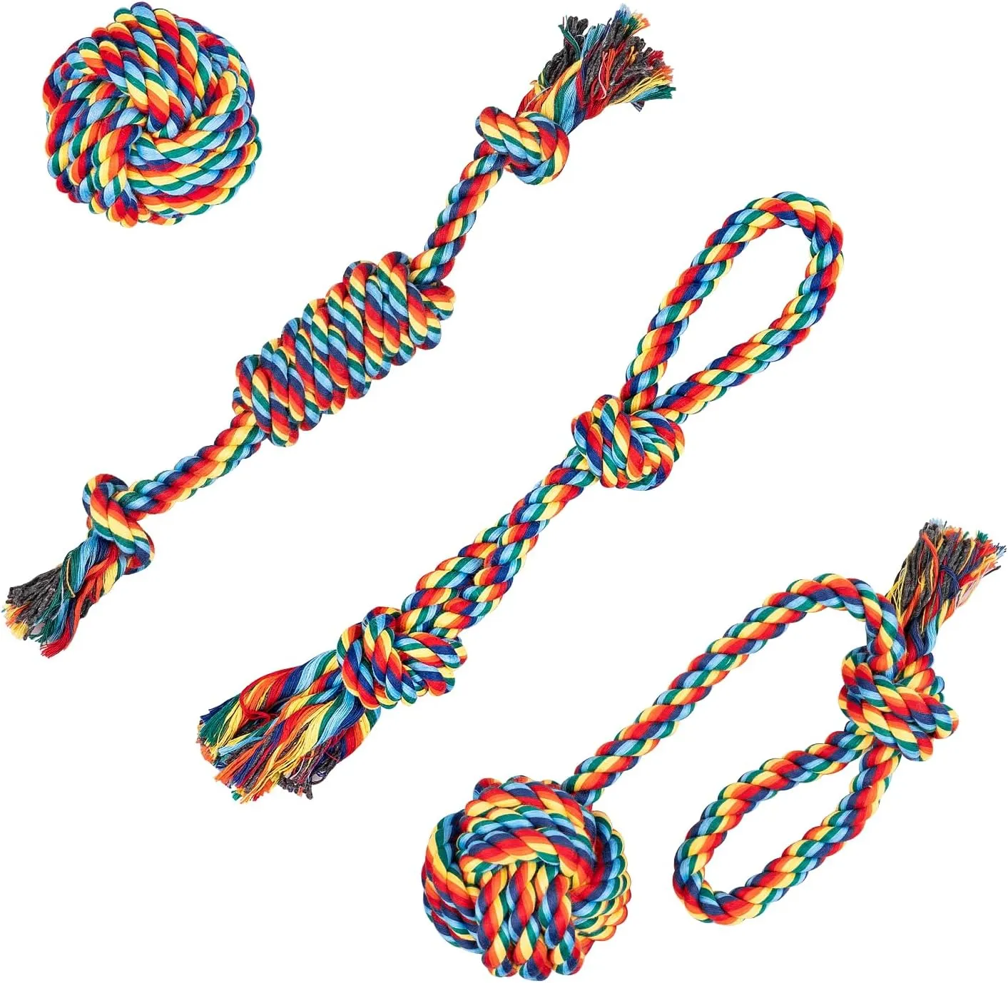 Knotted Dog Rope Durable Rope Knot Dog Toys for Small Puppies - 4 Pack Assorted Chew ...