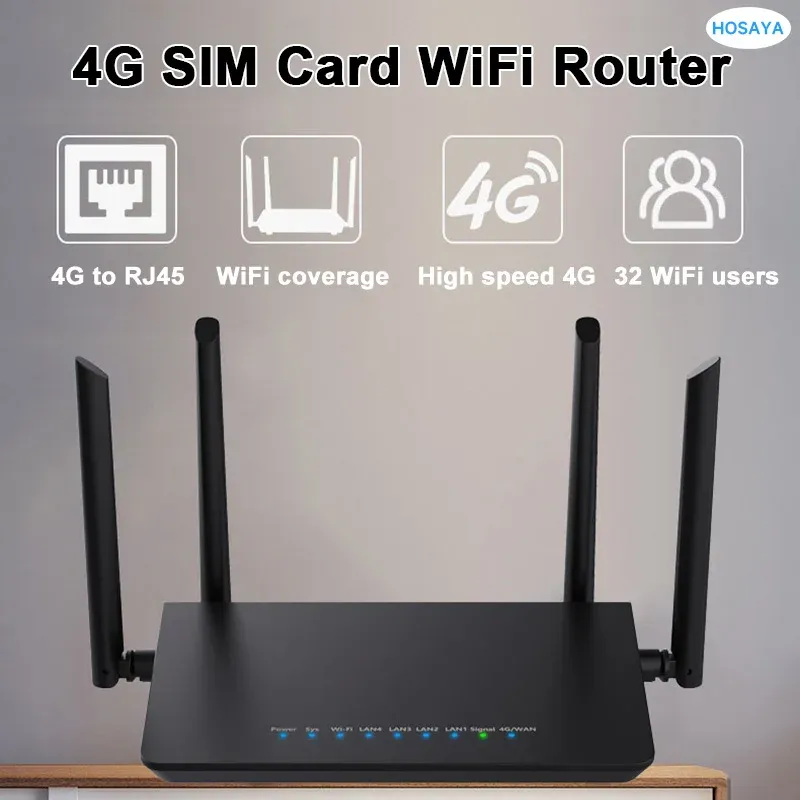 Router LTE CPE 4G Router 300m Cat4 32 WiFi -Benutzer RJ45 Wan Lan Wireless Modem 4G SIM -Karte WiFi Router