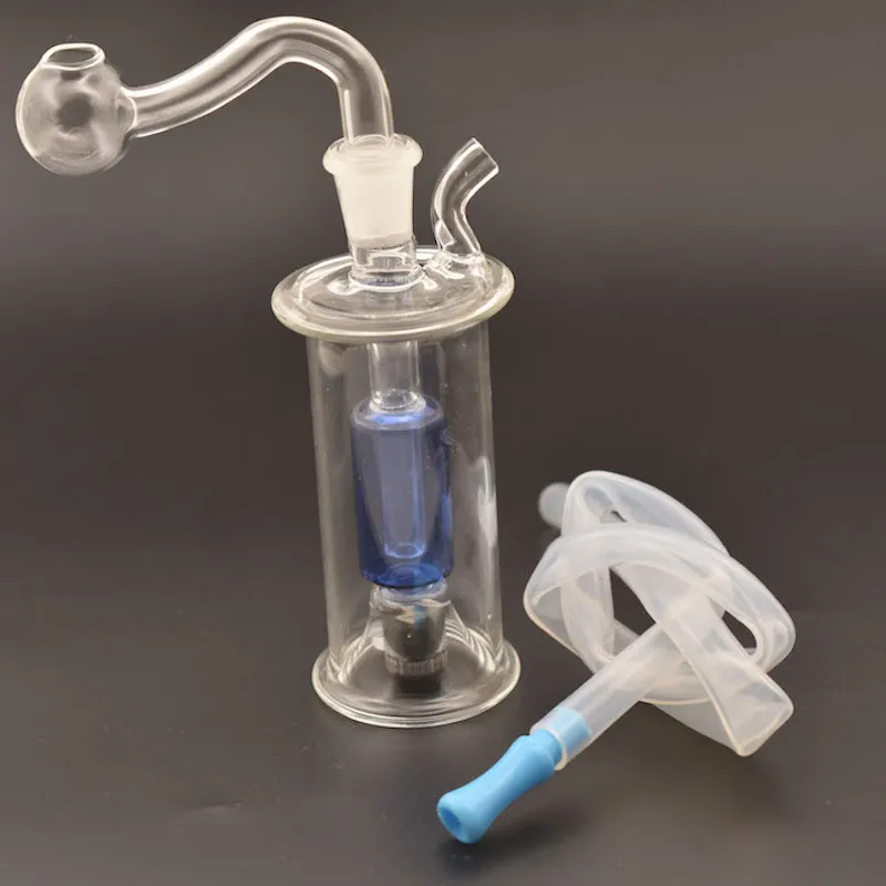 Hurtowa kolorowa tanie LED Light Water Rig Bong Pyrex Mini Hookah Glash Olej olejowy rurki z paleniem miski i silikonową słomką