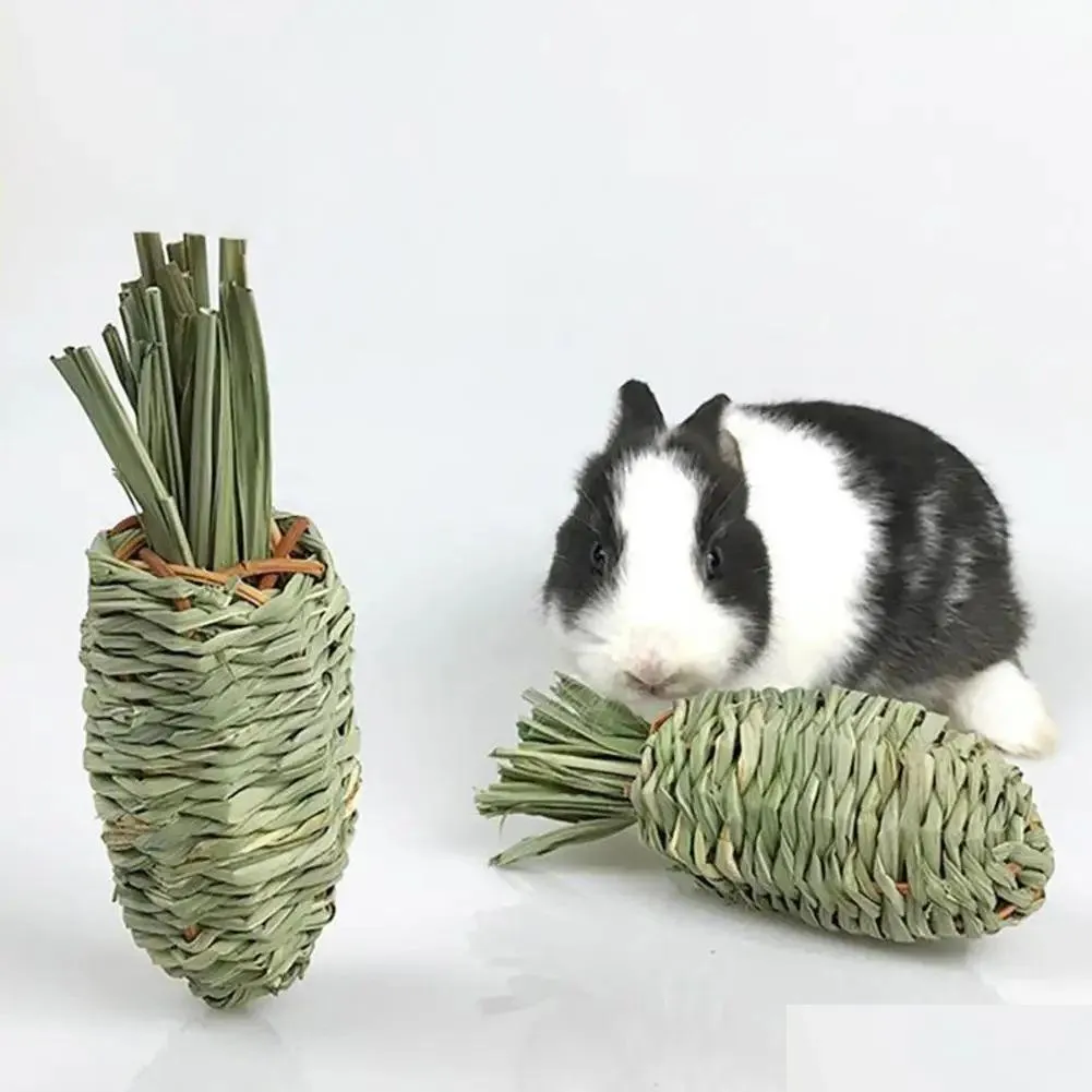 Decorative Flowers Wreaths 1 Pc Rabbit Water Grass Radish Toys Natural Hand-Woven Molar Toy Supplies For Guinea Pig Chinchilla Dro Dhifh