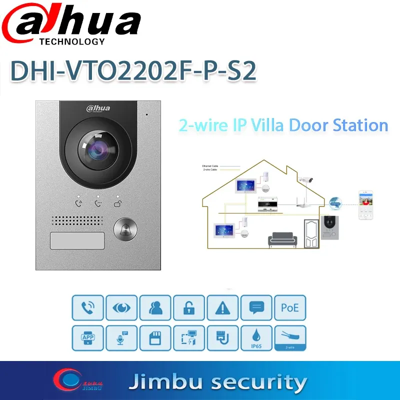 Lens Dahua POE Video Intercom VTO2202FPS2 H.265 IP Villa Door Station 2Door Control App Remote 2MP HD colorful 160° fisheye camera