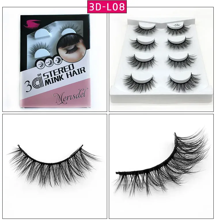 3D Mink Hair False Eyelashes Thick Crisscross Eye Lashes Wispy Natural Volume Extension Tools Makeup Tools