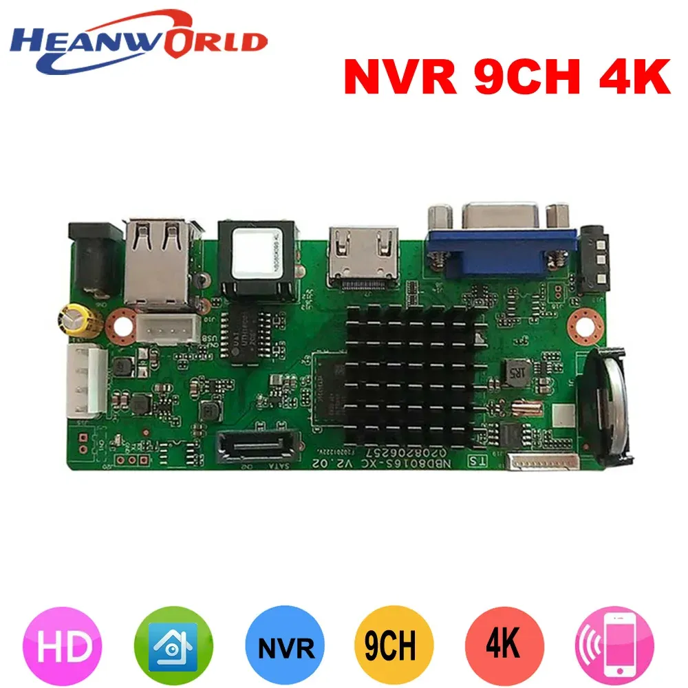 Lens Heanworld NVR Mainboard 9ch 4K 5MP H.265 HDMICOMPATIBLE High Definition Network Video Recorder för IP -kamerasystem