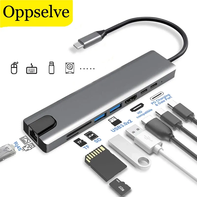 HUBS USB 3.0高速充電アダプタータイプCからHDMICAPTIBLE HUB SD TF CARD CARD CABLE CABLE CONNECTRE SAMSUNG S23 MacBook用ケーブルコネクタ