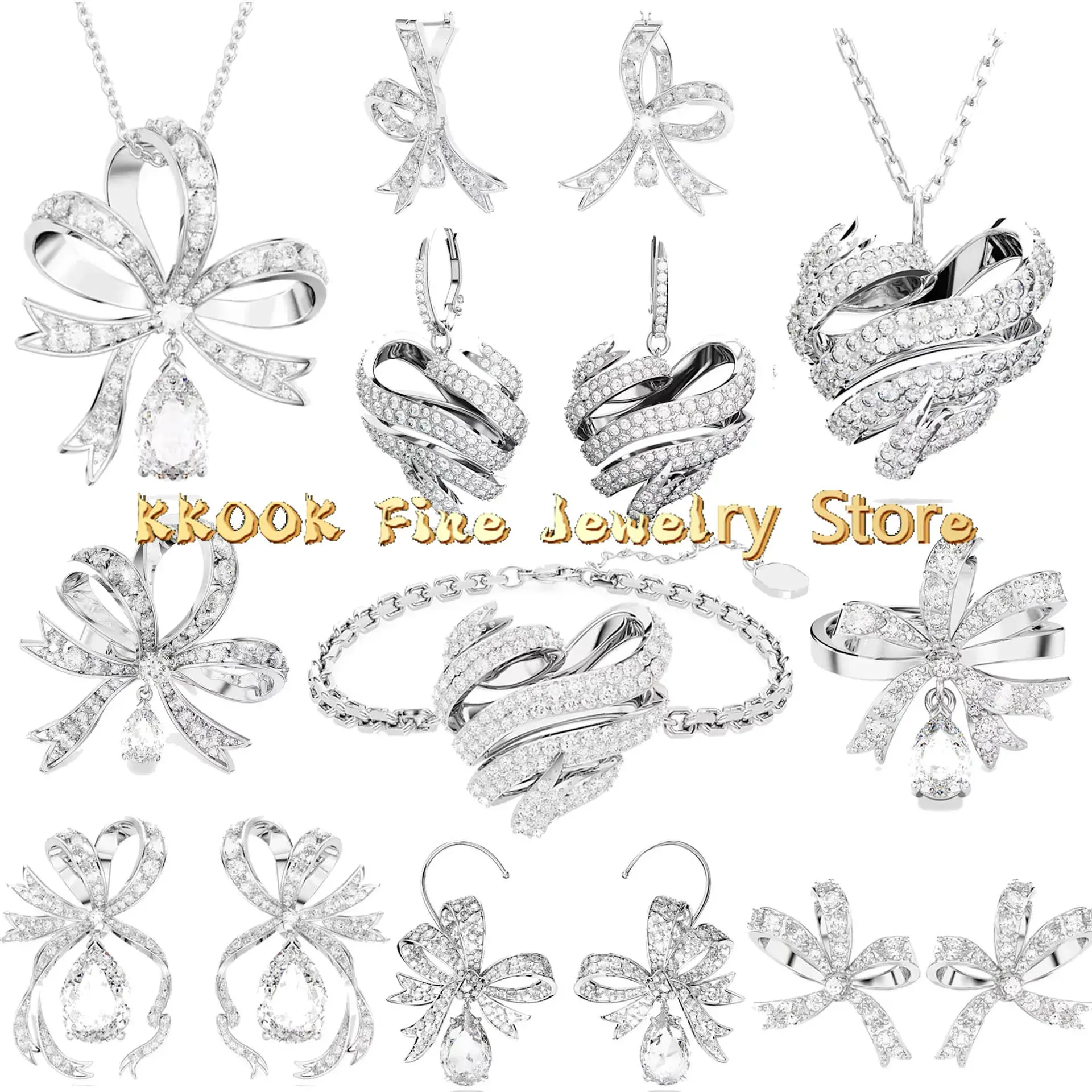 Strands Volta 2023 Trendy Fine Schmucksets für Frauen Charme luxuriöser lebenslanges Bogen Halsketten Armband Ring Ohrringe Party Accessoires