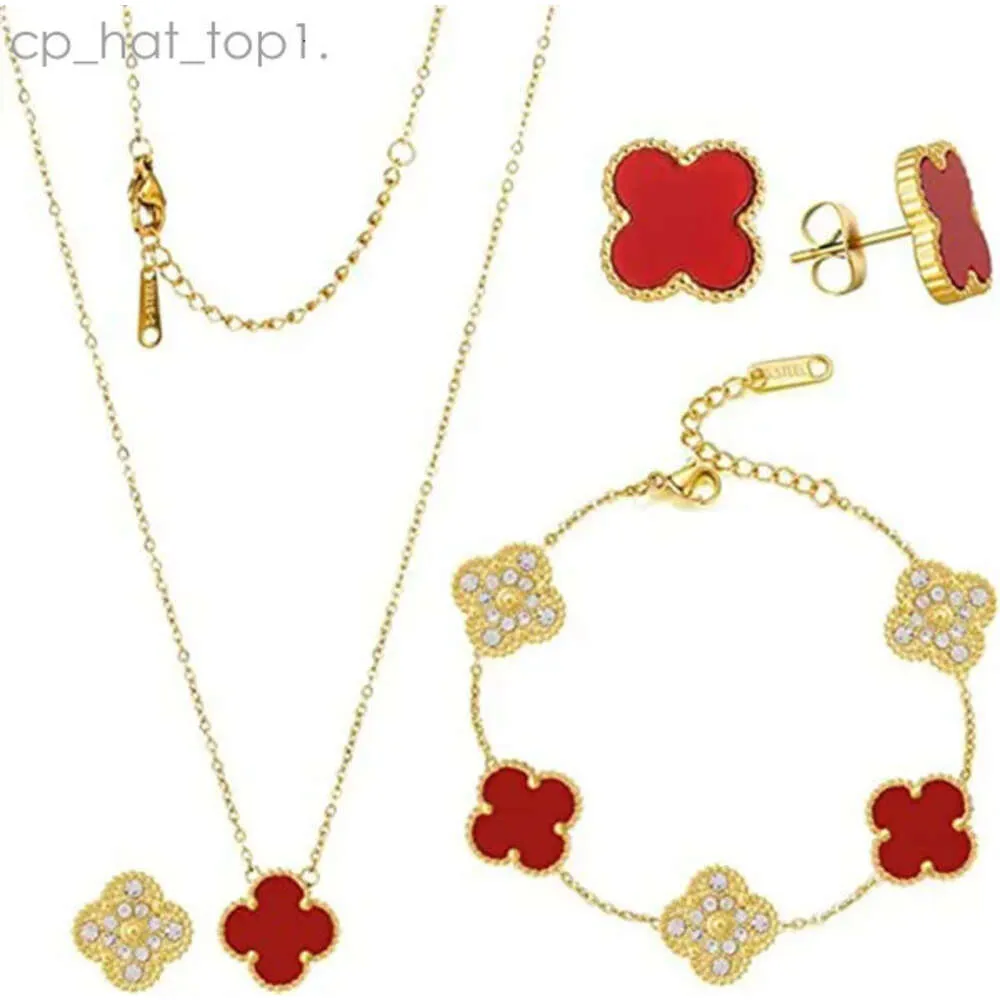 Vanclef 4 Four Leaf Clover Luxury Designer Jewelry Pendant Bracelet StudEaring女性の誕生日プレゼントなし