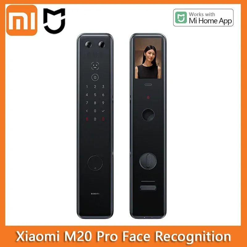 CONTRÔLE 2023 Xiaomi Smart Door Lock M20 Pro Reconnaissance Face Reconnaissance Finaire Bluetooth NFC Déverrouillage pour Mihome avec écran visuel pour l'œil de chat