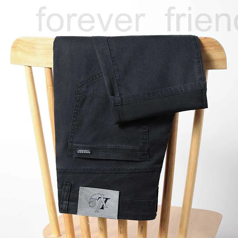 Diseñador de jeans para hombres Tian Si Summer Seda de seda de seda delgada Pantalones rectos de los pantalones Negocios Lo suelto Casual Long Black 8p8x