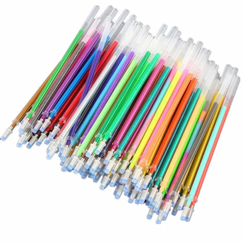 Pens Jonvon Satone 100 Color Gel Pen Refills Multiclored Core Bag Neutral Pens Refill voor het schrijven van schoolbenodigdheden Caneta Escolar Kid