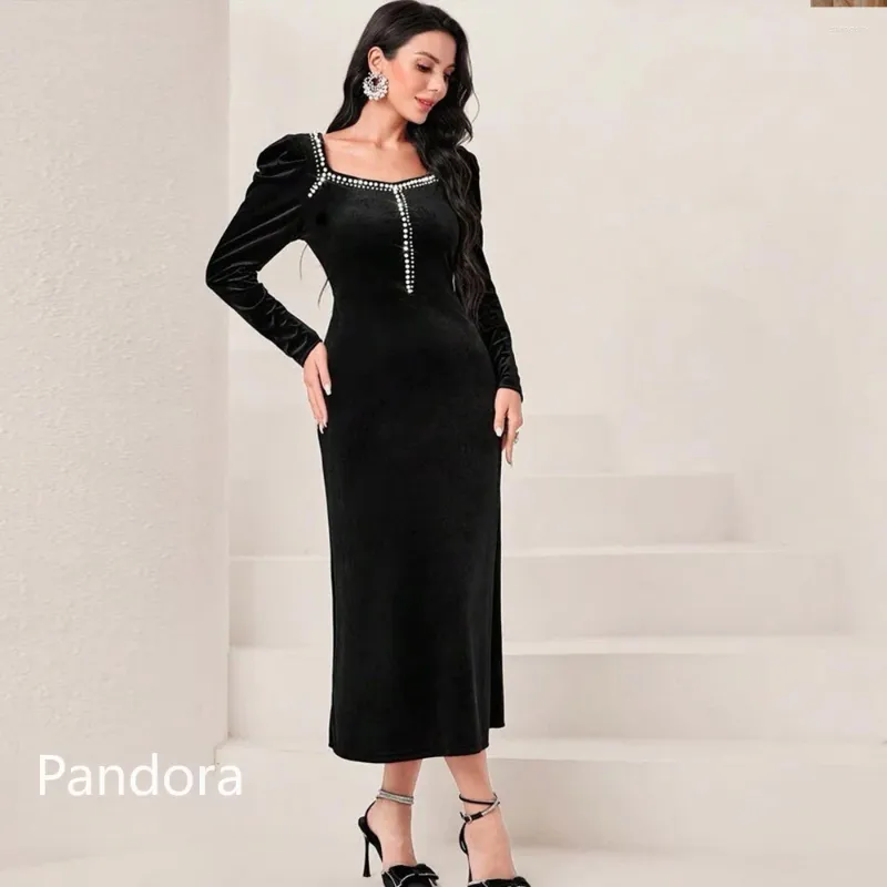 Robes de piste Pandora Robe de soirée officielle élégante pour femmes à manches longues - Longueur sirène d'anniversaire robe de fête d'anniversaire Vestidos de Gala