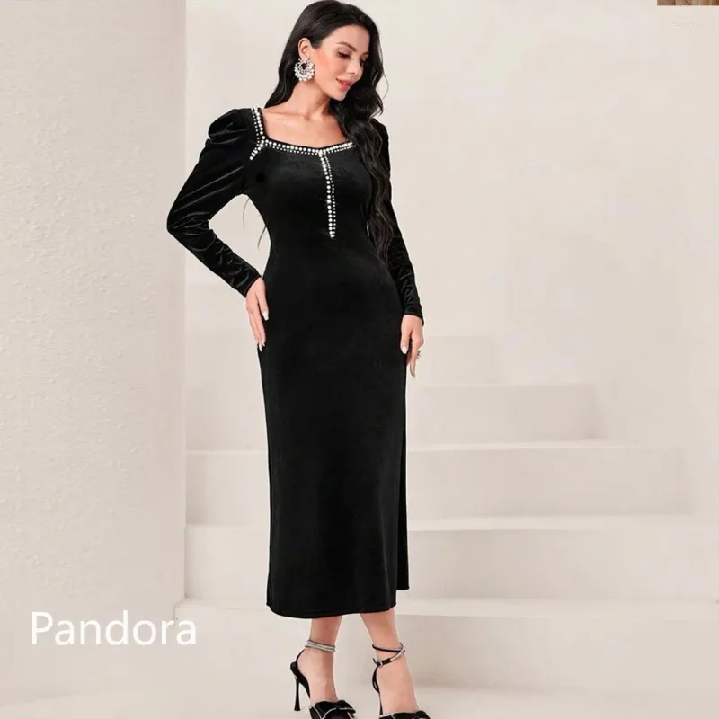 Runway Dresses Pandora Elegant Women's Formal Evening Gown Long Sleeve Square Neck -length Mermaid Birthday Party Dress Vestidos De Gala