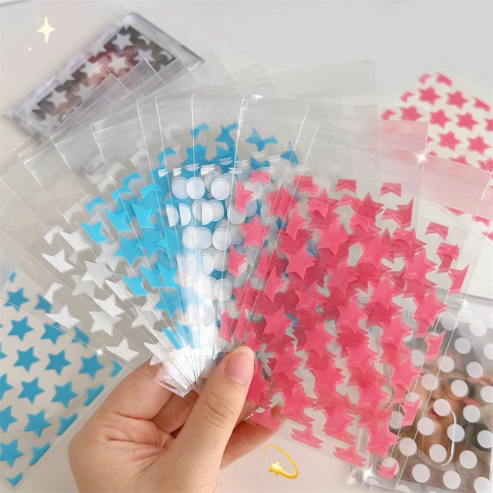 Taschen 50pcs Star Punkt gedruckter selbstkleber Plastiktütenbeutel Photokartenhalter Deckung Geschenkverpackungstasche Transparent Cookie Aufbewahrungstasche