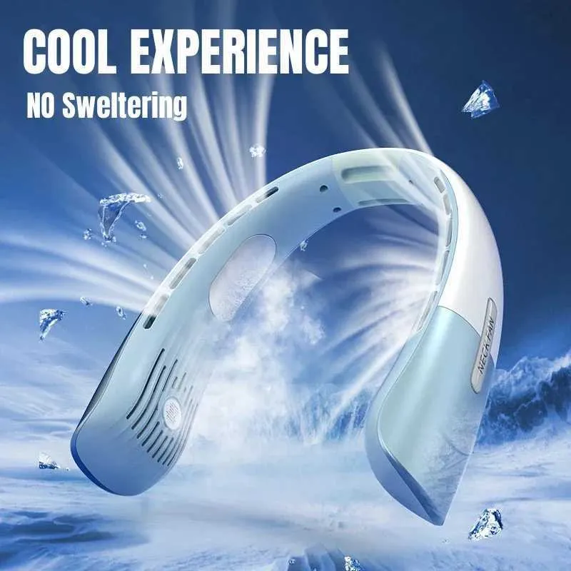 Portable Air Coolers New Neck Fan Portable Neck Cooler USB Rechargeable Mini Electric Fan Small Neck Cooling Fan Bladeless Mini Outdoor Fan 4000mAh Y240422