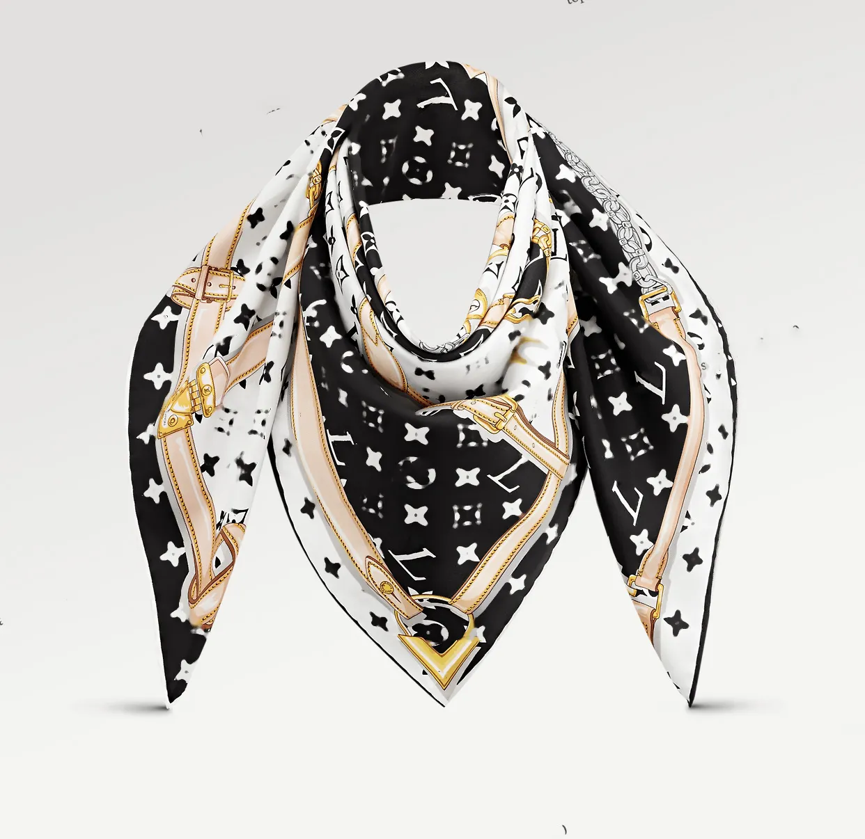 Top diseñador estampado diadema de bufanda de seda para mujeres hombres lujo de mango largo bufandas de manejo de parís de hombro para equipaje de cabecera de cinta bufanda turbante lvvv m78667