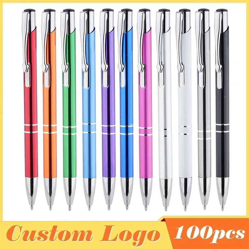 PENS 100pcs/Lot Sell Sell Metal Ballpoint Pen Support Logo personalizzato pubblicità all'ingrosso Penna personalizzata Regalo promozionale