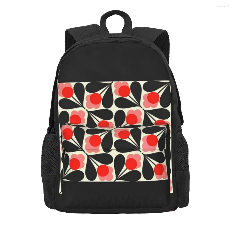 Backpack Orla Kiely Multi -Stem Red Mochilas de grande capacidade Bolsa estudantil Bolsa de ombro de ombro Laptop Rucksack Viagem casual