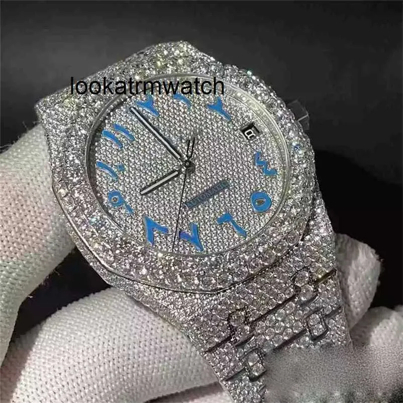 Muovo orologio di lusso da uomo orologio da uomo Sier diamanti di qualità VVS color moissanite in acciaio ghiaccio