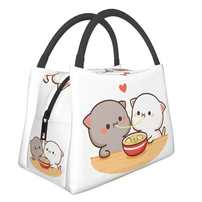 Sacs Peach et Goma Mochi Chat manger Ramen isolé un sac fourre-tout pour le déjeuner pour femmes Resictise Coloner Thermal Food Box Hospital Office Hospital