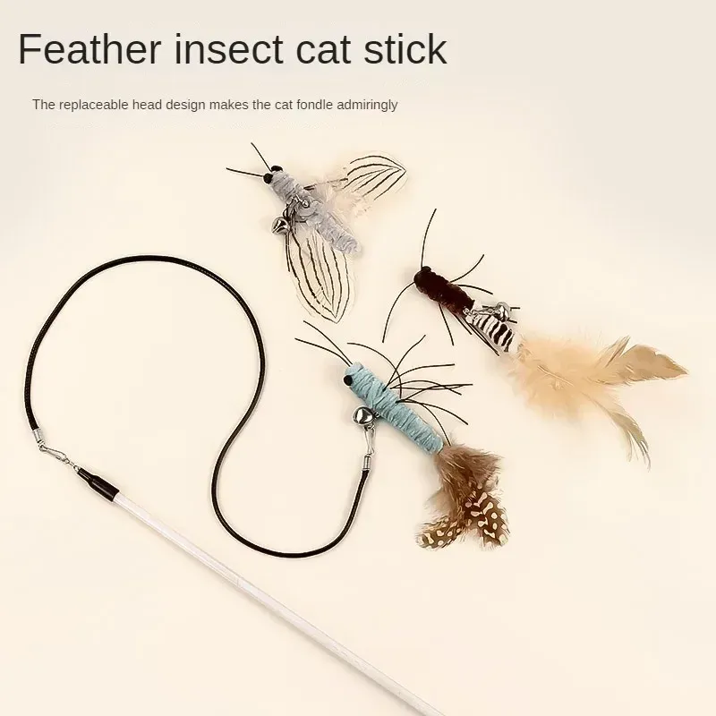 Zabawki stalowy drut dokuczanie kota patyk długie owady motyl piłki z dzwonkami z zabawkami interaktywne zabawne kota różdżka