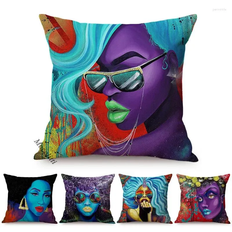 Travesseiro funky woman arte retrato de sofá impressão capa decorativa sexy cool girl lips Room de luxo decoração de casa tampa de linho