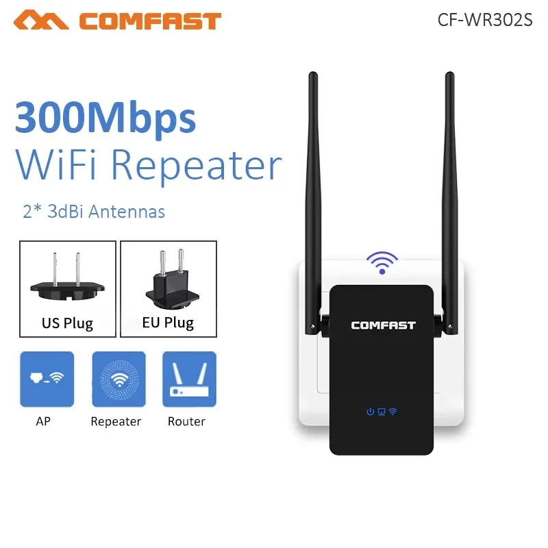 Yönlendiriciler Comfast CFWR302S Kablosuz Wifi Yönlendirici Tekrarlayıcı 300m 10dbi Anten Wi FI Sinyal Amplifikeri 802.11n/B/G ROLEADOR WIFI RANG EXTENDE