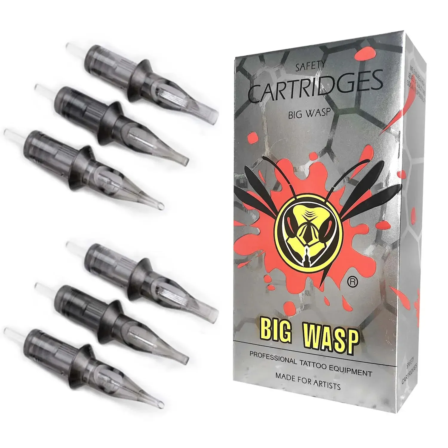 Machines BIGWASP Evolve Tattoo Cartridge Needle Disposable Sterile Grey RL Needle Cartridges for Tattoo Machine 20Pcs/Box