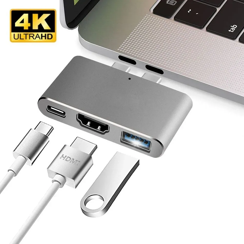 Hubs IREaltink USB Hub MacBook Pro Dock Dual USB C Adapter Thunderbolt 3 Hub USB 3.0 Hub Dual USB Typ C Hub Hdmicompatible Adapter