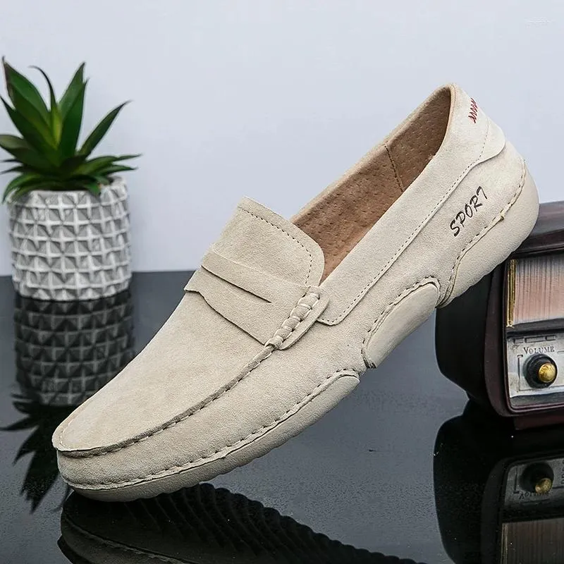 Sıradan Ayakkabı Gerçek İnek Deri Penny Loafers Erkekler Lüks Tasarımcı Resmi Man Moccasins İtalyan Haki Erkek Sürüş