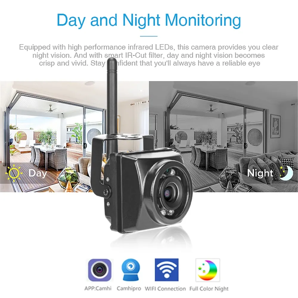 카메라 HQCAM CAMHI 1920P 1080P 미니 방수 IP66 TF 카드 슬롯 IR 나이트 비전 IP 카메라 WiFi 야외 자동차 차량 함대 새 둥지