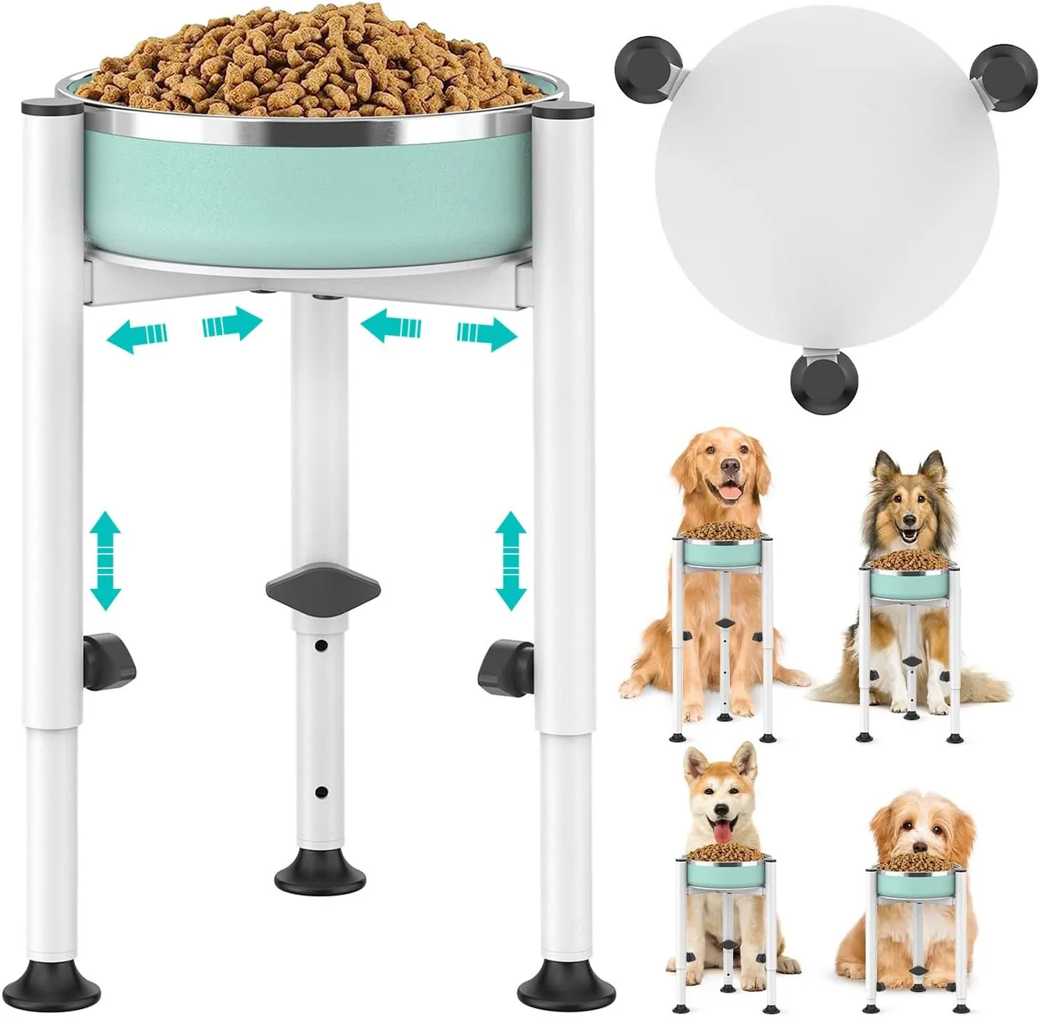 Adjustable Elevated Dog Bowl Stand with 4 Heights, Wide 5-10 Metal Raised  Food and Water Bowl Holder for Small to Large Dogs White from Dhgate Dog  Bowls & Dishes - price 24.39