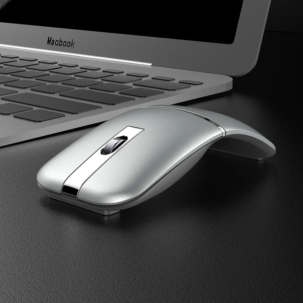 Möss dator trådlös båge mus laddningsbar Bluetooth tyst för resor trådlös bärbar dator fällbar ultra smal mac tablett macbook