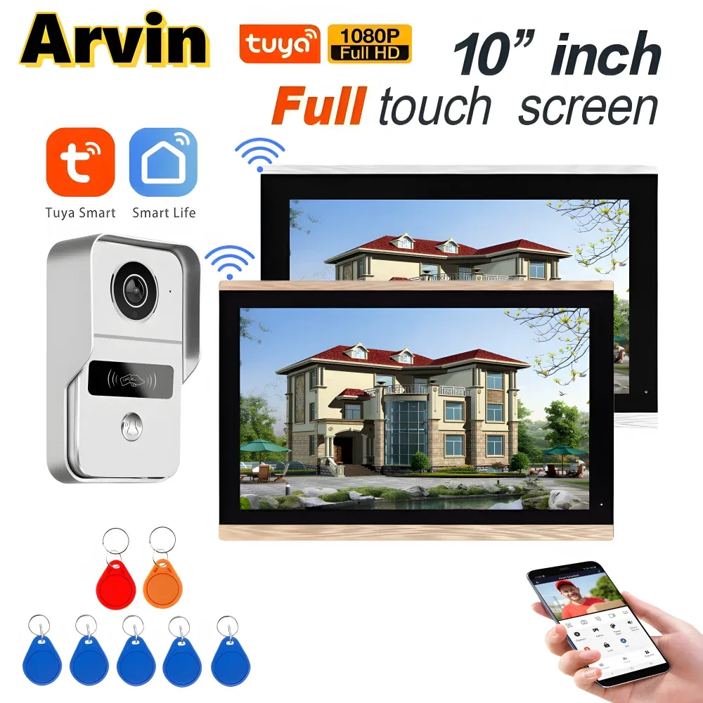 Control 10 Inch Tuya Smart Wifi Video Intercom System With Wifi Doorbell Camera Rfid Unlock Home Apartment Wireless Door Entry System