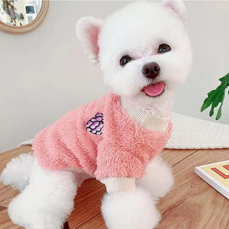 小型犬用の犬のアパレルセーター冬の温かい子犬服かわいい柔らかいフリースティーカップヨーキーコート猫服