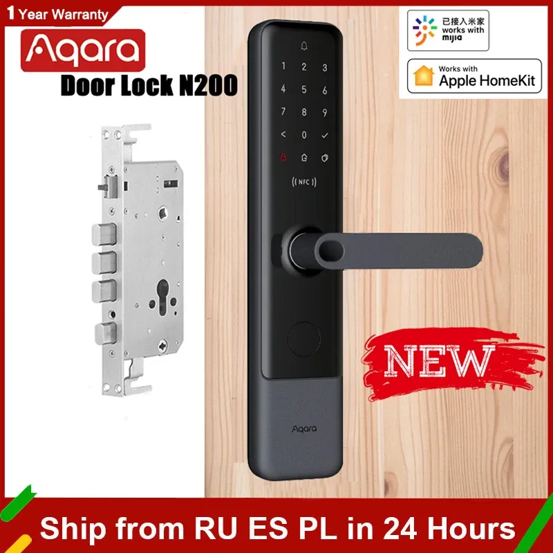 Contrôlez AQARA N100 / N200 Smart Door Lock Gourdi d'empreinte mot de passe Bluetooth compatible Déverrouillage NFC pour Apple Homekit MI Home App Smart Linkage