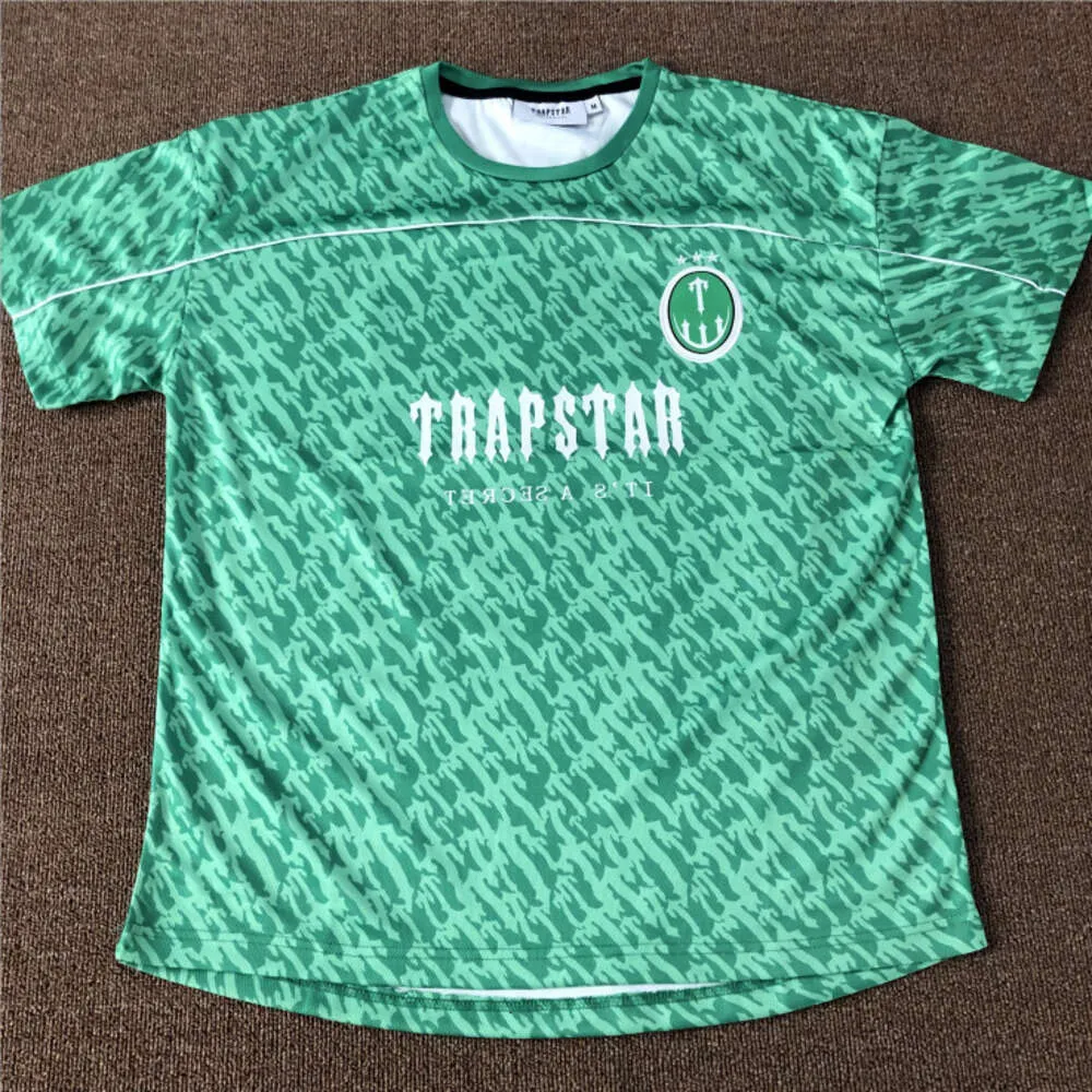 Trapstar T-shirt jersey Europeaan en Amerikaanse Trapstar Summer Green Korte mouwen Letter Jersey Jeugd Sportshirt Casual Loose paar T-shirt