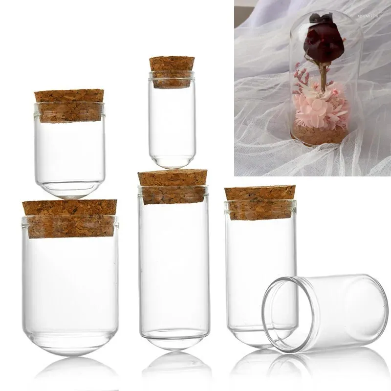 Dekorativa figurer 50st små runda bottenklockor glasflaskor med tydliga korkproppar små injektionsflaskor containrar bröllop önskar flaska