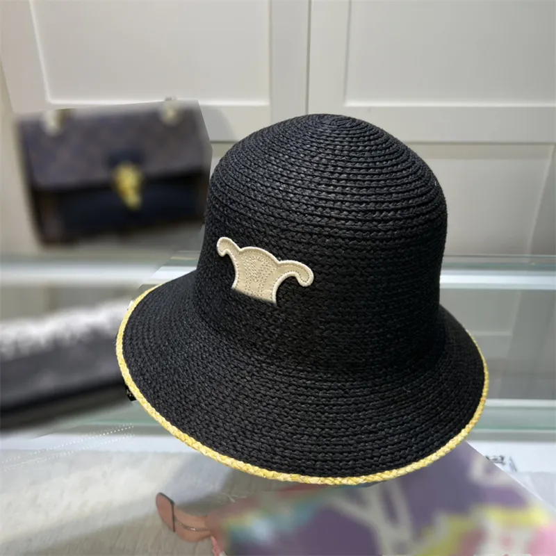 디자이너 버킷 모자 수제 직물 짜여진 태양 모자 여성 패션 레터 레터 비치 캡 남성 Sunhat 럭셔리 모자