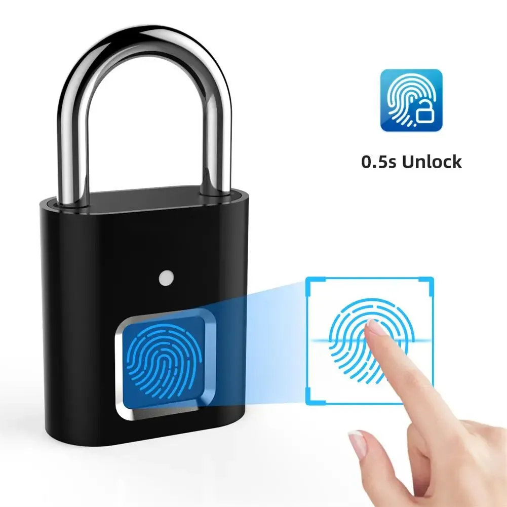 Taschen Fingerabdruck Vorhängeschloss Biometrische Metallschlüsselloser Thumbprint Lock USB wiederaufladbar für Gepäckbuchkasse Koffer Rucksackbike