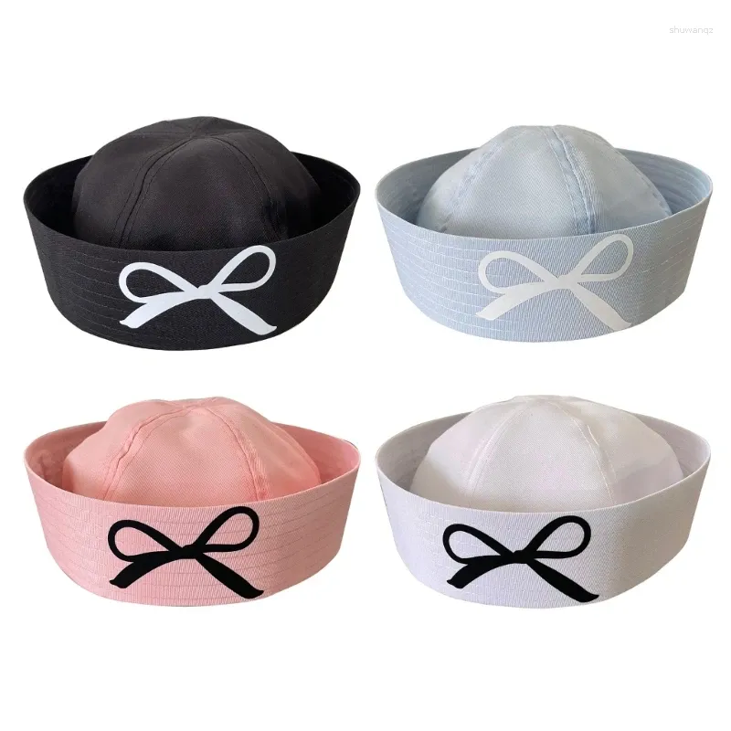 Boinas de chapéu uniforme para mulheres respiráveis garotas de bowknot Subculturas abobadadas Roleplay Headwear