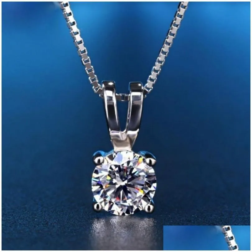 Colliers pendentifs faits à la main 2ct Lab Diamond Real 925 Sterling Sier Party Pendants Collier Chain Chain pour femmes