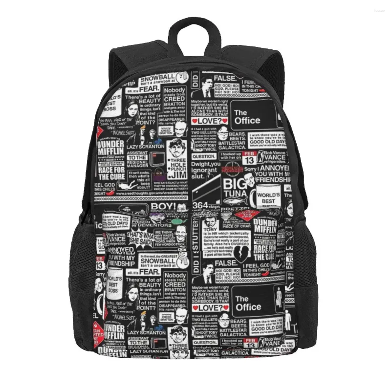 Rugzak Wijze woorden van het kantoor Quotes Backpacks Grote capaciteit Student Schooltas Schouder Laptop Rucksack Travel