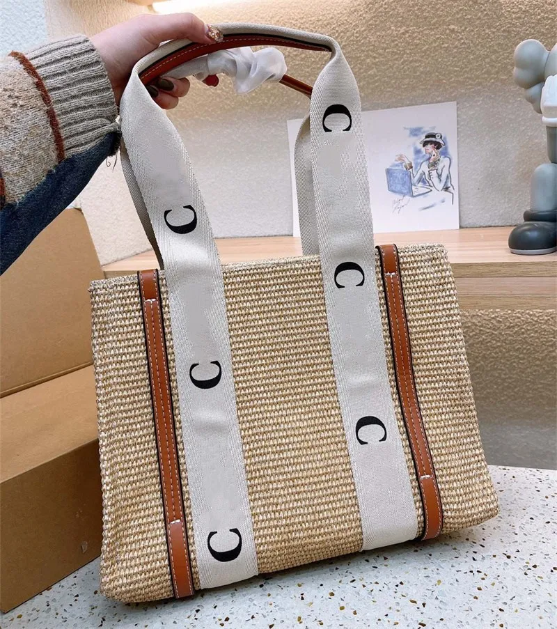 Kvinna chl0e halmväskor designer väska handväska crossbody tote påse mode strand totes tryck bokstäver liten medelstor storlek 10a