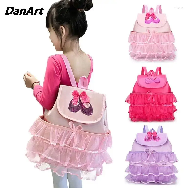 Scene Wear Girls 'Princess Dance Bag Children's Gymnastics Sports Lace Edge School Bag Kids Shoes Dress Costume Storage