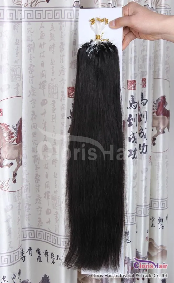 Znakomite 50G 1b Naturalny czarny jedwabisty prosty brazylijski Brazylijski Remy Micro Ringloop BEAD Human Hair Extensions 05GS16quot 18quot 1171639