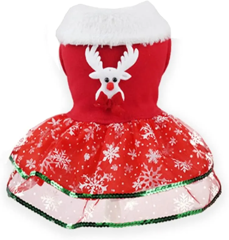 Xmas Dog Dress: Sequined Santa Puppy Skirt with Elk & Snowman - Best  Seller! Shop Now for Christmas Pet Clothes from Dhgate Dog Costumes - price  12.68