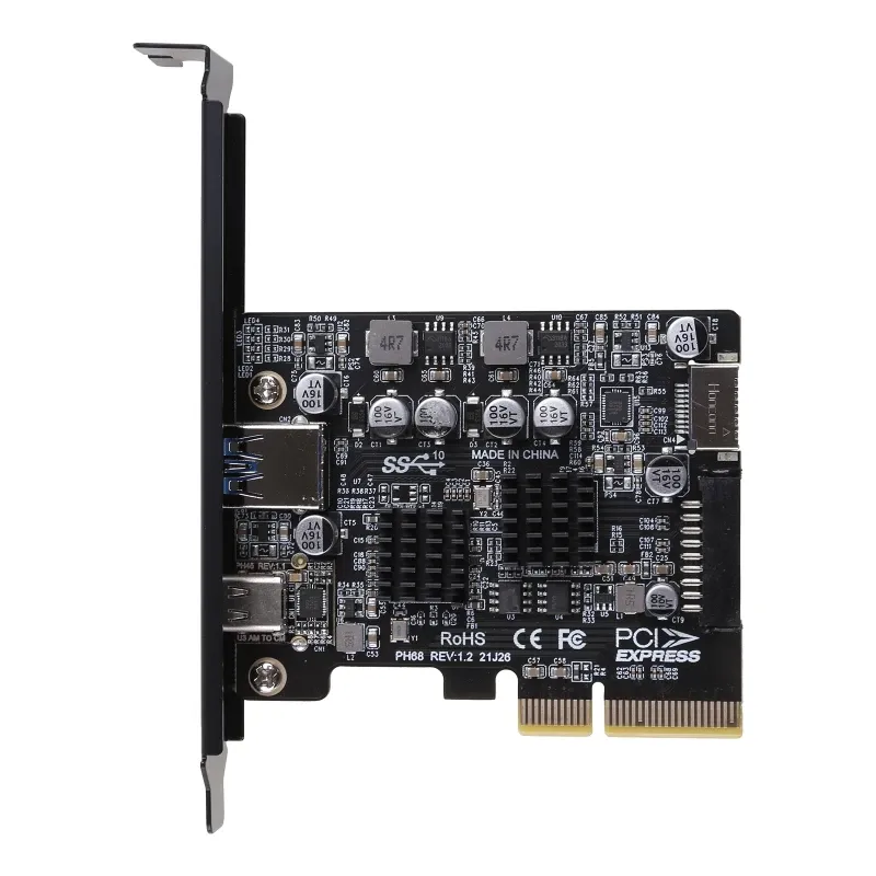 カードJ0PB PCIE〜USB 3.2 Gen 2 Adapter Card 10GBPS 2port PCI Express拡張カード内部USBハブPCIEアドオンカードライザー