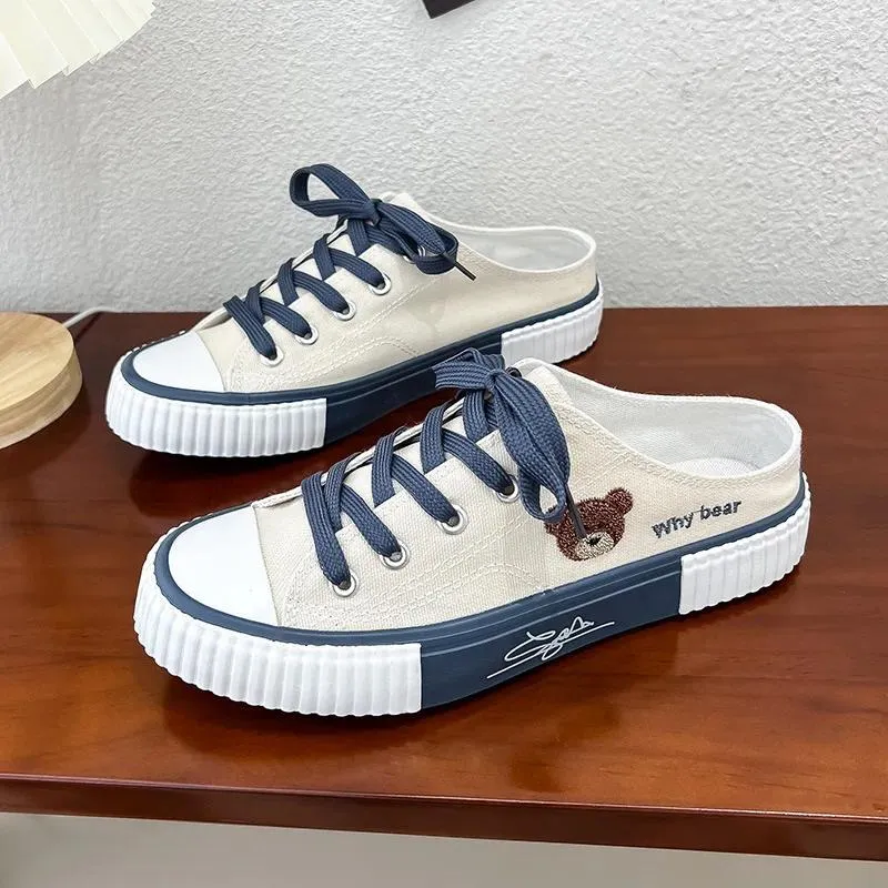 DHgate Cute Lace Up Canvas Shoes Comfy Half Slippers for Womens Spring Fashion Shoes Accessories
